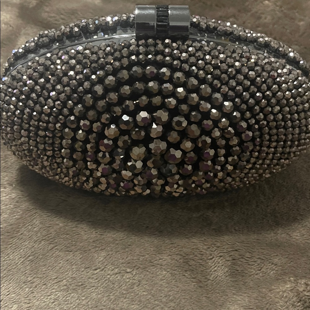 Sondra Roberts Black Beaded Minaudière